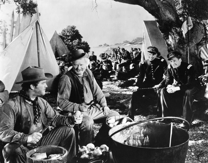 Guinn "Big Boy" Williams, Alan Hale Sr., Ronald Reagan and Errol Flynn (Santa Fe Trail, 1940)