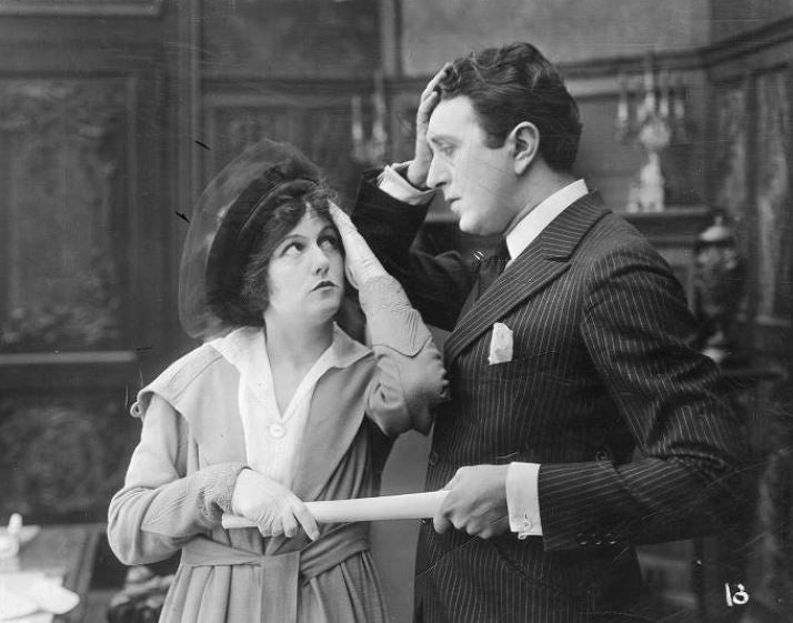 Henry Hallam and Peggy Hyland in Bonnie Annie Laurie (1918) | www.vintoz.com