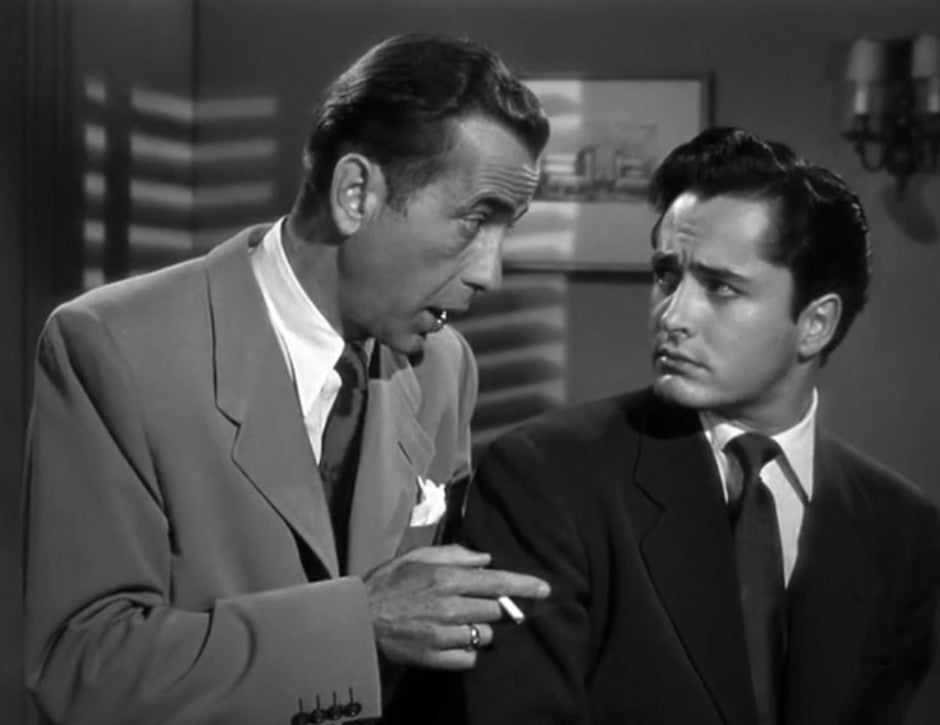 Humphrey Bogart and John Derek in Knock on Any Door (1949) | www.vintoz.com
