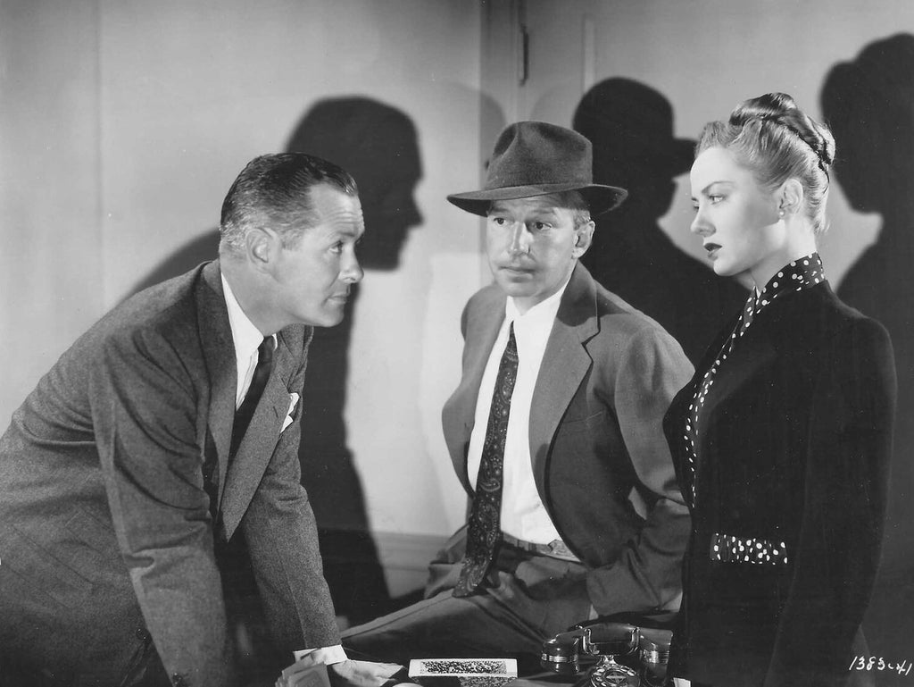 Robert Montgomery, Lloyd Nolan and Audrey Totter in Lady in the Lake (1946)