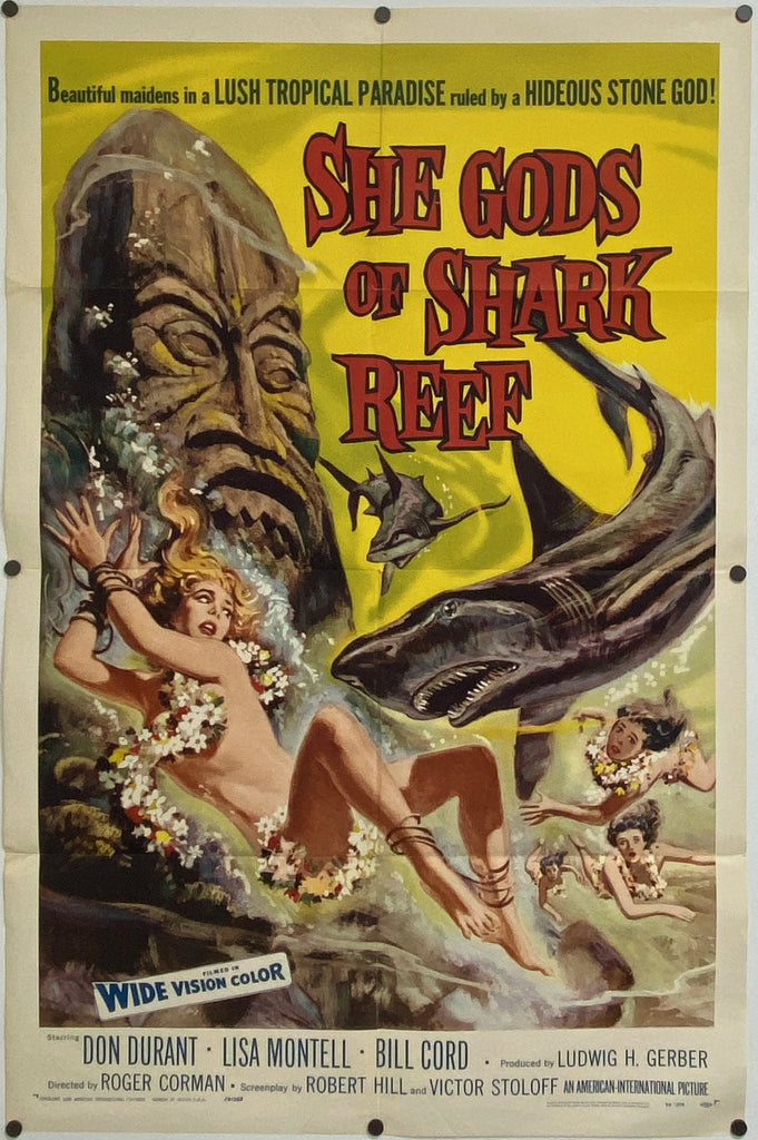 She-Gods of Shark Reef (1958) Original Vintage Movie Poster by Vintoz.com