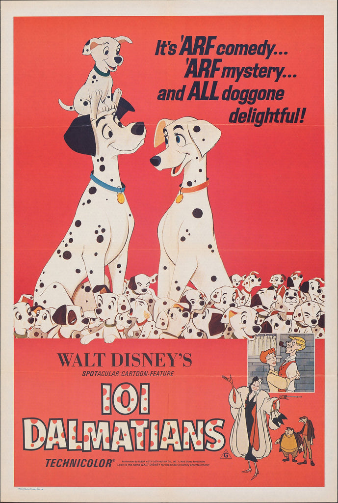 101 Dalmatians (1961) Original Vintage Movie Poster by Vintoz.com